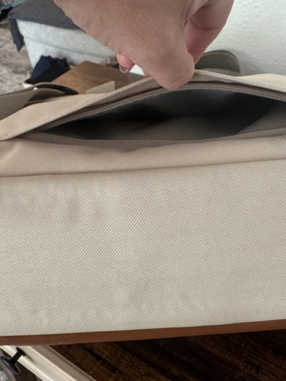 Cole Haan Beige and Brown Two-Tone Laptop Briefcase